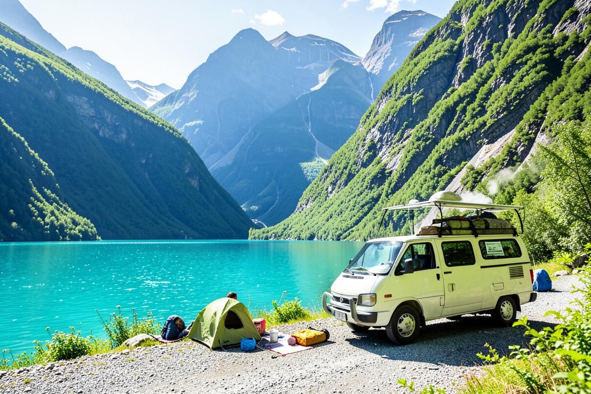 Solig campingplats i Norge
