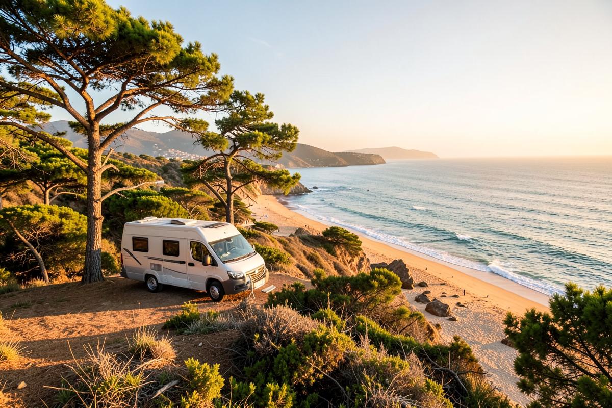 Solig campingplats i Portugal